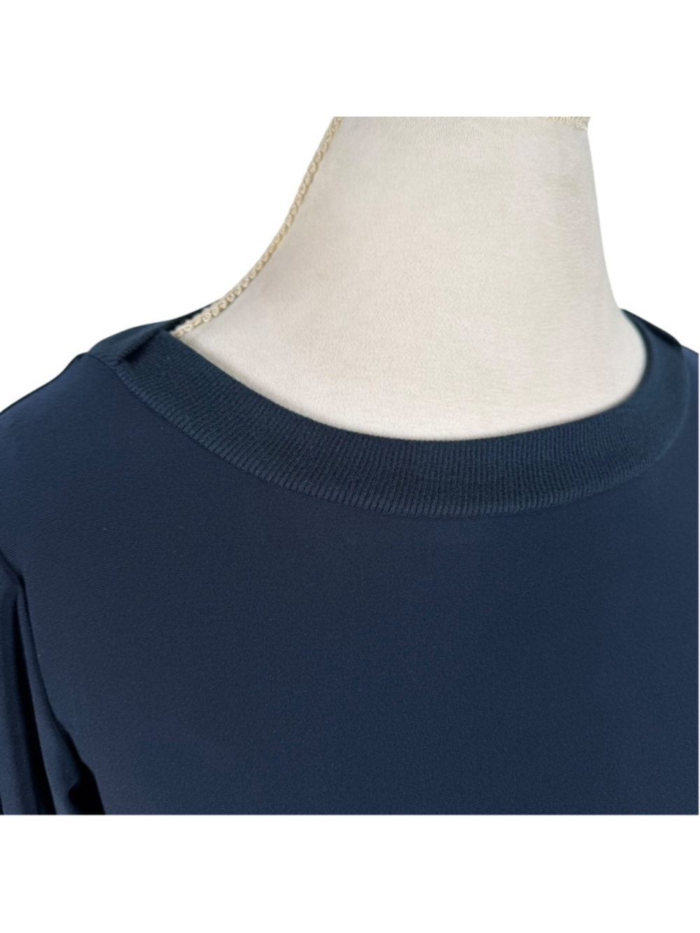 Sympli Trapeze Tunic Top Navy 3/4 Sleeve Jersey Knit Asymmetrical Hem Size 6 - Picture 5 of 13
